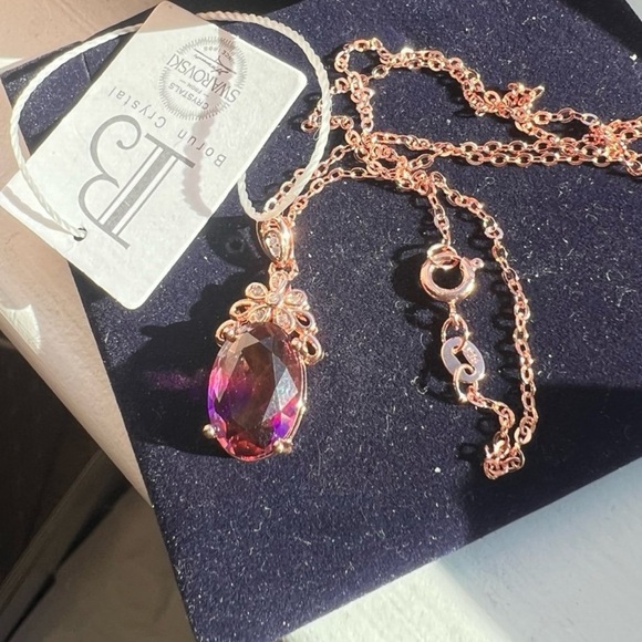 Oval cut amethyst pendant Rosegold necklace - Picture 3 of 10